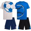image:imageRBX Boys Shorts Set  4 Piece Poly Interlock Soft Fleece Short Sleeve Graphic Tees and Athletic Gym Shorts for BoysBlue BaseballGrey Soccer