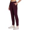 image:imageRBX Womens Ankle Pant Quick Drying Lightweight Stretch Woven FlatFront Straight Leg PantsRibbed Side Burgundy