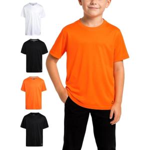 image:imageRBX Active Boys Shirts  4 Pack Athletic Short Sleeve TShirt  Comfortable Boys Activewear Tops for Youth Sizes 820Fast BlueOrange