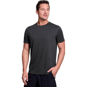 image:imageRBX Active Mens Athletic Performance Workout Gym Running Short Sleeve Crewneck TShirtShadow Stripe Charcoal