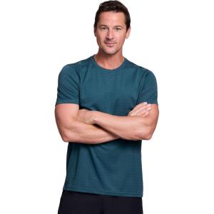 image:imageRBX Active Mens Athletic Performance Workout Gym Running Short Sleeve Crewneck TShirtShadow Stripe Dark Teal