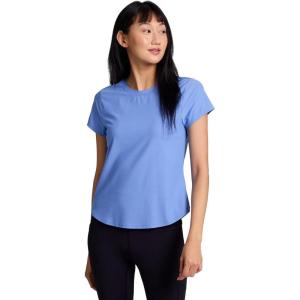 image:imageRBX Active Womens Mesh Workout Top Short Sleeve Crewneck Quick Drying Running TShirt with Breathable FabricShadow Stripe Marina