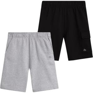image:imageRBX Boys Active Shorts  2 Pack Breathable Performance Fleece Athletic Shorts with Functional Pockets Sizes 816Black CargoGrey