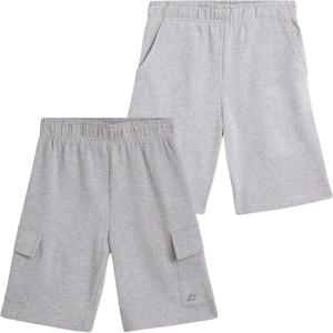 image:imageRBX Boys Active Shorts  2 Pack Breathable Performance Fleece Athletic Shorts with Functional Pockets Sizes 816Twill CargoGrey