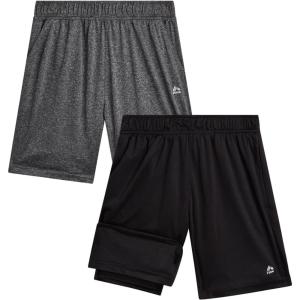 image:imageRBX Boys Athletic Shorts  2 Pack Basketball Shorts with Compression Liner amp Pockets Jersey Gym Running Boys Athletic ShortCharcoal Black