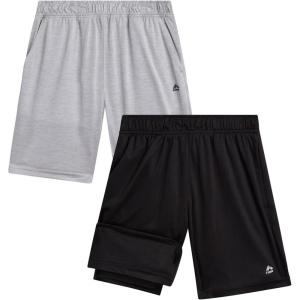 image:imageRBX Boys Athletic Shorts  2 Pack Basketball Shorts with Compression Liner amp Pockets Jersey Gym Running Boys Athletic ShortGrey Black