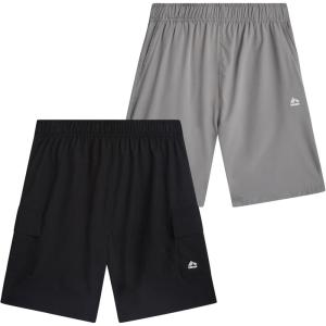image:imageRBX Boys Athletic Shorts  2 Pack Breathable Athletic Performance Woven Basketball Shorts for Boys with Elastic WaistbandBlack Cargo Griffin
