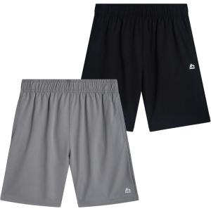 image:imageRBX Boys Athletic Shorts  2 Pack Breathable Athletic Performance Woven Basketball Shorts for Boys with Elastic WaistbandGriffin Black