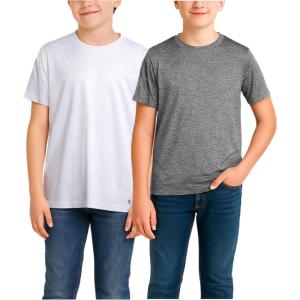 image:imageRBX Boys Tshirts  2 Pack Dry Fit Crewneck Short Sleeve Boys Athletic Shirts Kids Activewear Sports Sizes 416Castle RockWhite