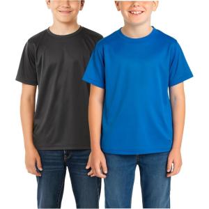 image:imageRBX Boys Tshirts  2 Pack Dry Fit Crewneck Short Sleeve Boys Athletic Shirts Kids Activewear Sports Sizes 416Direct BlueGrey
