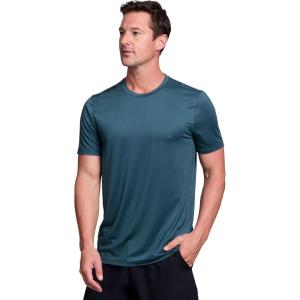 image:imageRBX Mens Workout TShirt Breathable Lightweight Stretch Jersey Moisture Wicking Quick Dry Running Training TopJacquard Grid Dark Teal