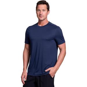 image:imageRBX Mens Workout TShirt Breathable Lightweight Stretch Jersey Moisture Wicking Quick Dry Running Training TopJacquard Grid Navy