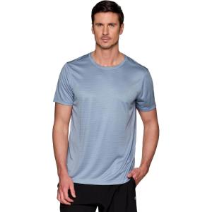 image:imageRBX Mens Workout TShirt Breathable Lightweight Stretch Jersey Moisture Wicking Quick Dry Running Training TopStripe Light Blue