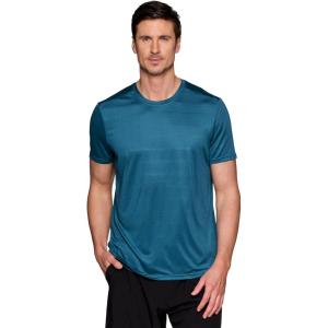image:imageRBX Mens Workout TShirt Breathable Lightweight Stretch Jersey Moisture Wicking Quick Dry Running Training TopTeal Jacquard Heather