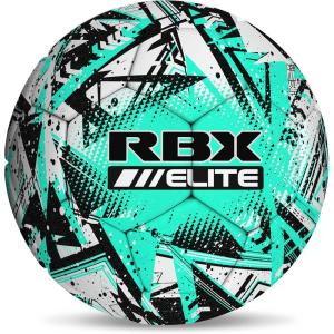image:imageRBX Size 5 Soccer Ball Durable 32 MachineStitched Panel Construction Superior Air Retention All Weather Design High Contrast GraphicsMintBlack