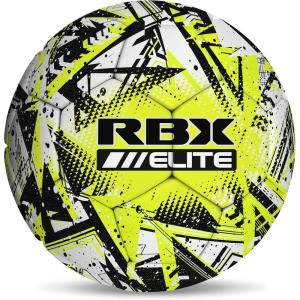 image:imageRBX Size 5 Soccer Ball Durable 32 MachineStitched Panel Construction Superior Air Retention All Weather Design High Contrast GraphicsVoltBlack
