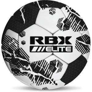 image:imageRBX Size 5 Soccer Ball Durable 32 MachineStitched Panel Construction Superior Air Retention All Weather Design High Contrast GraphicsWhiteBlack