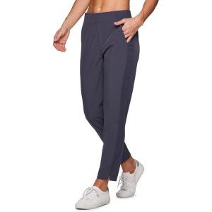 image:imageRBX Womens Ankle Pant Quick Drying Lightweight Stretch Woven FlatFront Straight Leg PantsRibbed Side Blue Smoke