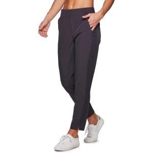 image:imageRBX Womens Ankle Pant Quick Drying Lightweight Stretch Woven FlatFront Straight Leg PantsRibbed Side Charcoal